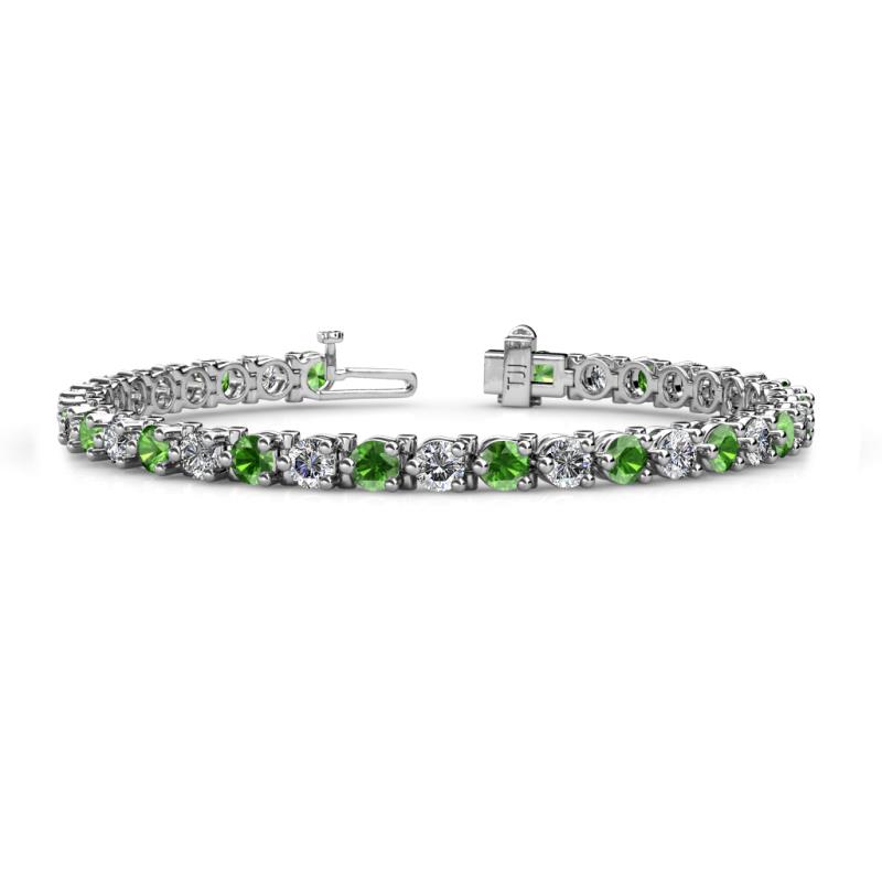 Cliona 4.10 mm Green Garnet and Lab Grown Diamond Eternity Tennis Bracelet 