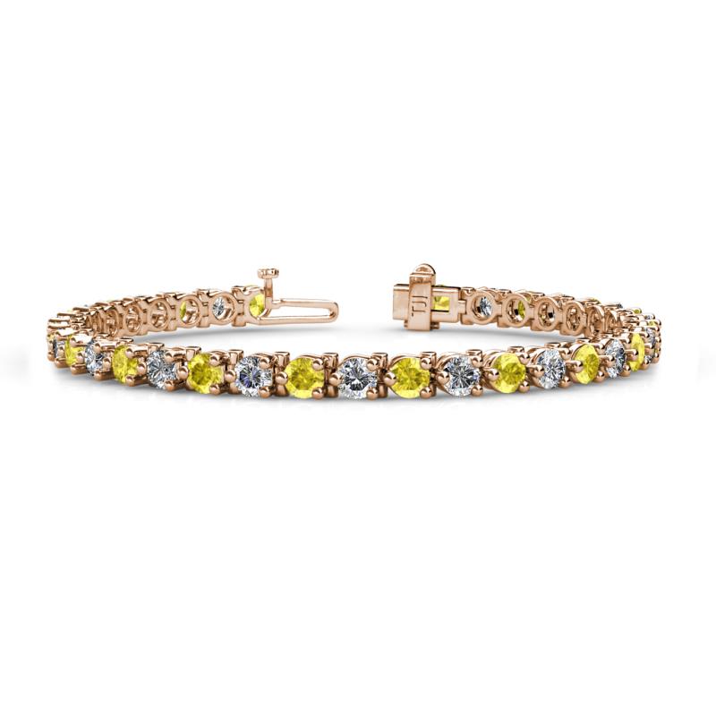 Cliona 4.10 mm Yellow Sapphire and Lab Grown Diamond Eternity Tennis Bracelet 