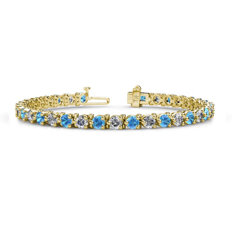 Cliona 4.10 mm Blue Topaz and Lab Grown Diamond Eternity Tennis Bracelet 