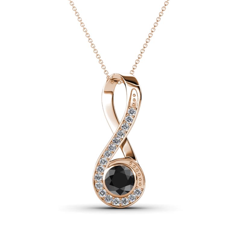 Mandana 5.00 mm Round Black and White Diamond Vertical Infinity Pendant Necklace 