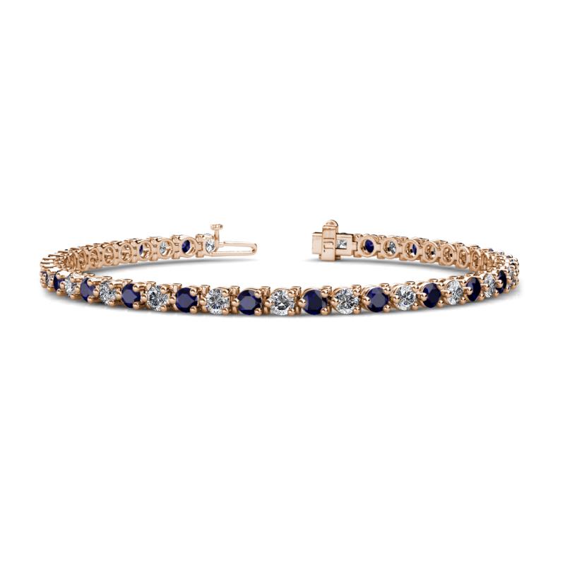 Cliona 3.30 mm Blue Sapphire and Diamond Eternity Tennis Bracelet 