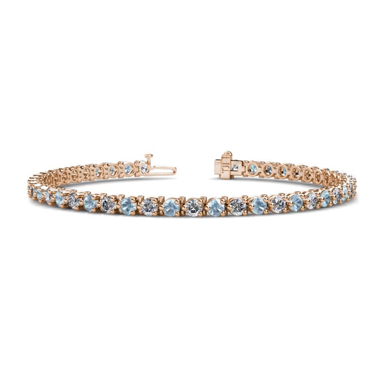 Cliona 3.30 mm Aquamarine and Diamond Eternity Tennis Bracelet 