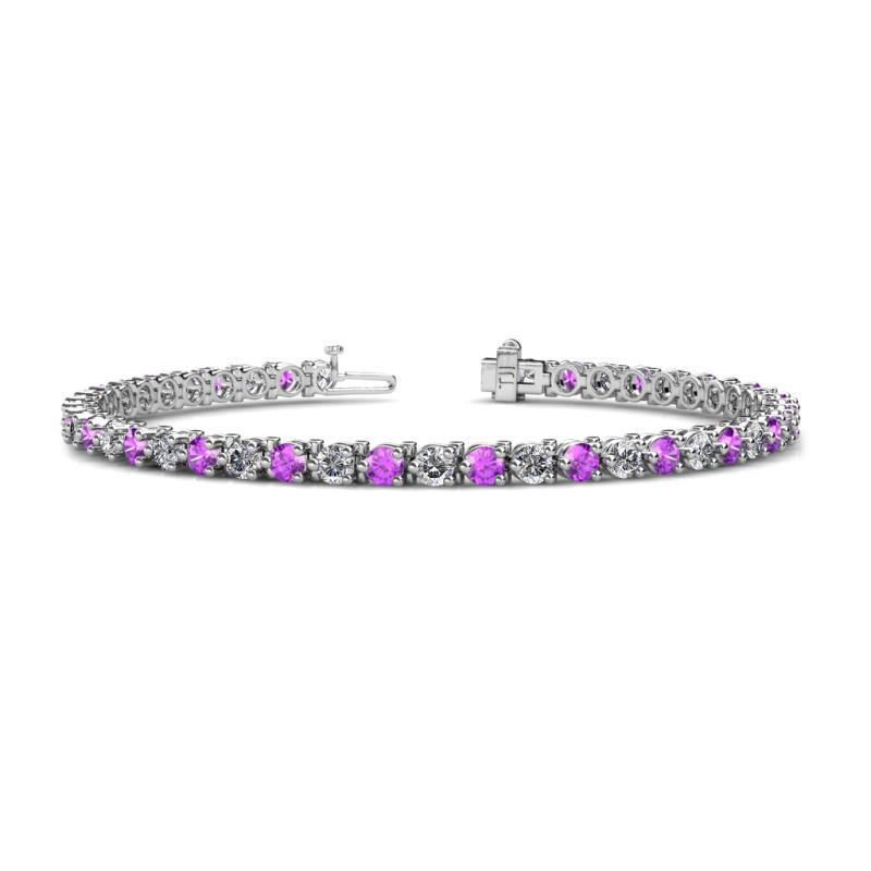 Cliona 3.30 mm Amethyst and Diamond Eternity Tennis Bracelet 