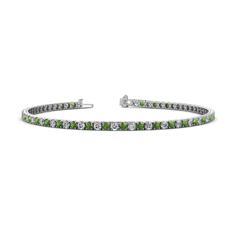 Leslie 2.70 mm Green Garnet and Diamond Eternity Tennis Bracelet 