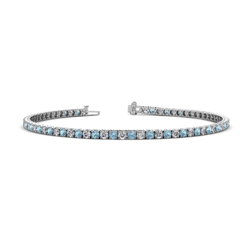 Leslie 2.70 mm Aquamarine and Diamond Eternity Tennis Bracelet 