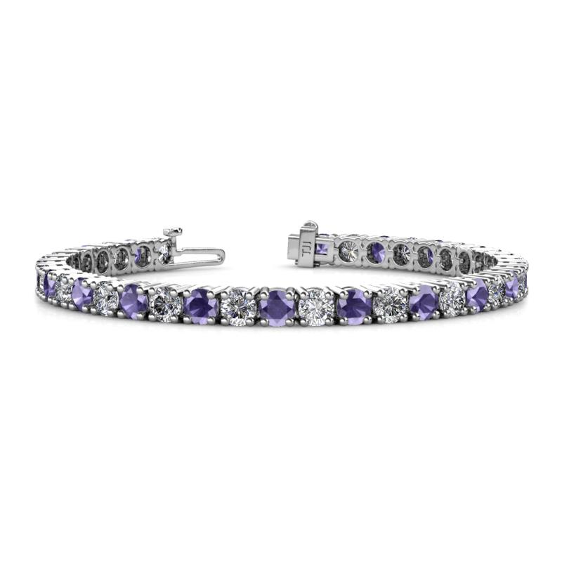 Leslie 4.00 mm Iolite and Diamond Eternity Tennis Bracelet 