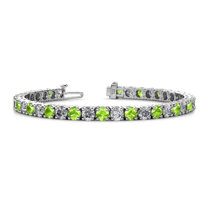 Leslie 4.00 mm Peridot and Diamond Eternity Tennis Bracelet 