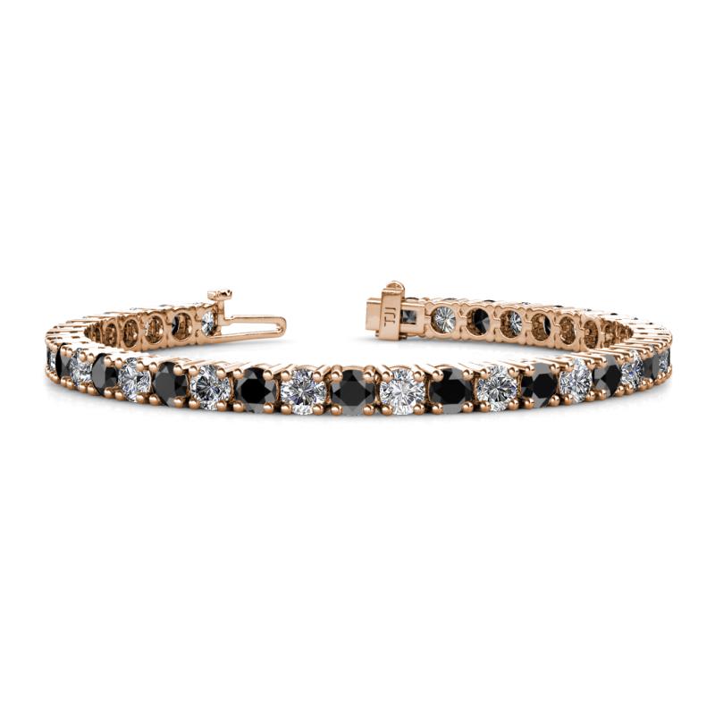 Leslie 4.00 mm Black and White Diamond Eternity Tennis Bracelet 