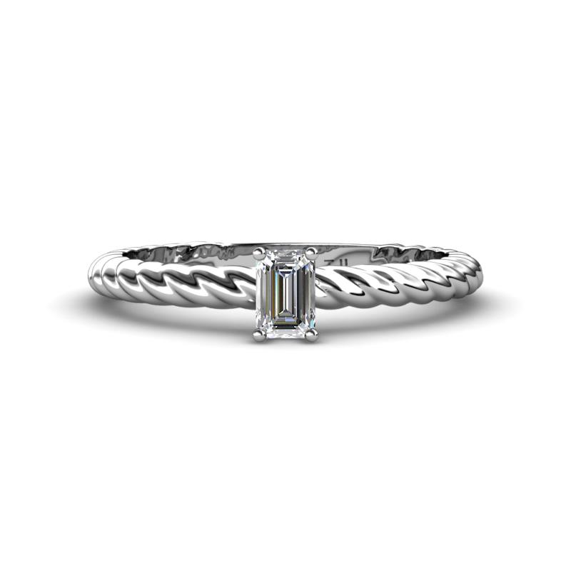 Leona Bold 0.65 ct IGI Certified Lab Grown Diamond Emerald Cut (6x4 mm) Solitaire Rope Engagement Ring 