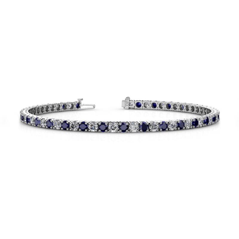 Leslie 3.40 mm Blue Sapphire and Diamond Eternity Tennis Bracelet 