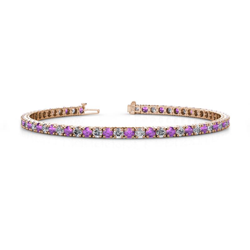 Leslie 3.40 mm Amethyst and Diamond Eternity Tennis Bracelet 