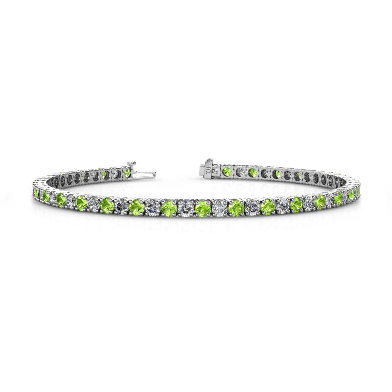 Leslie 3.40 mm Peridot and Diamond Eternity Tennis Bracelet 