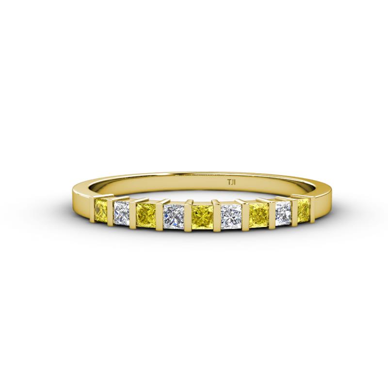 Neria 2.50 mm Yellow Sapphire and Lab Grown Diamond 9 Stone Wedding Band 