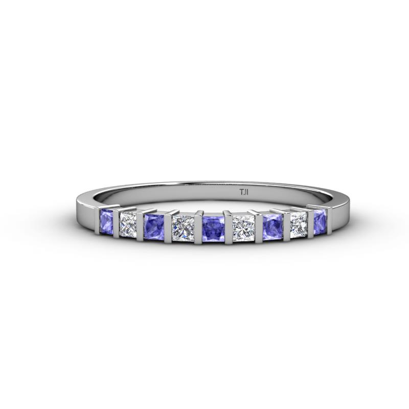 Neria 2.50 mm Tanzanite and Lab Grown Diamond 9 Stone Wedding Band 