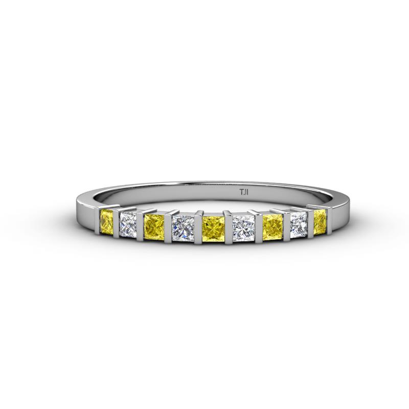 Neria 2.50 mm Yellow Sapphire and Lab Grown Diamond 9 Stone Wedding Band 