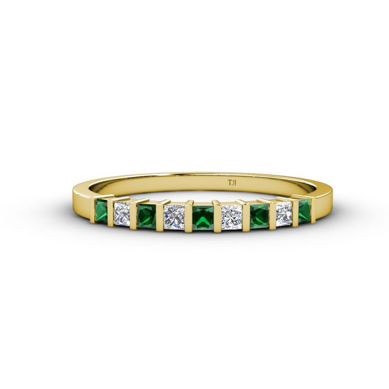 Neria 2.50 mm Lab Created Emerald and Lab Grown Diamond 9 Stone Wedding Band 
