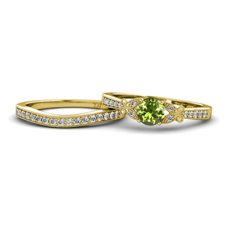 Freya 5.80 mm Peridot and Diamond Butterfly Bridal Set Ring 