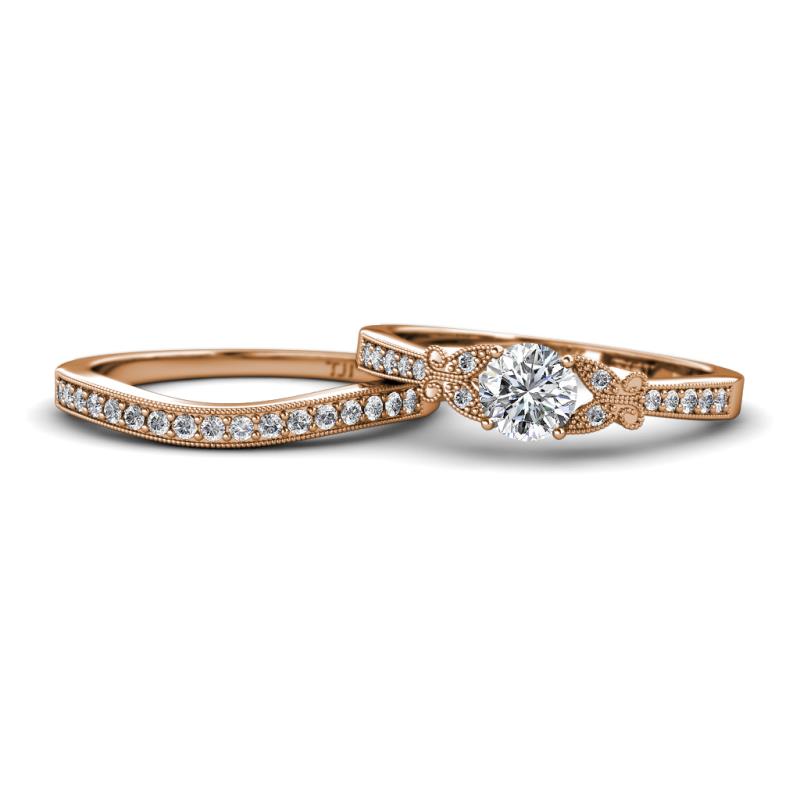 Freya 5.80 mm Lab Grown Diamond and Natural Diamond Butterfly Bridal Set Ring 