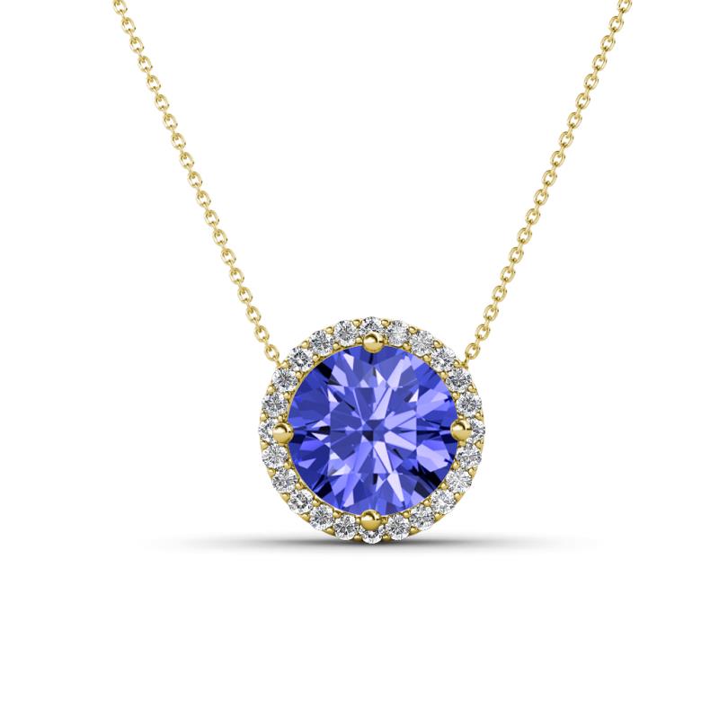 Catriona Round Tanzanite and Diamond Halo Slider Pendant Necklace 