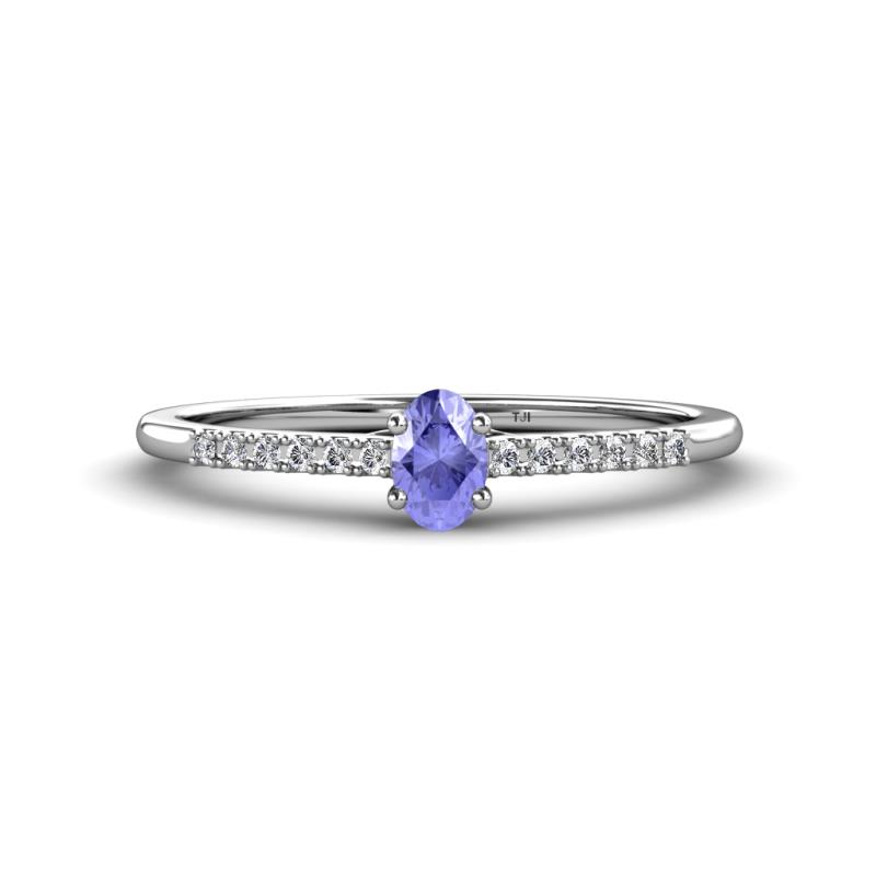 Penelope Classic 6x4 mm Oval Cut Tanzanite and Round Diamond Engagement Ring 
