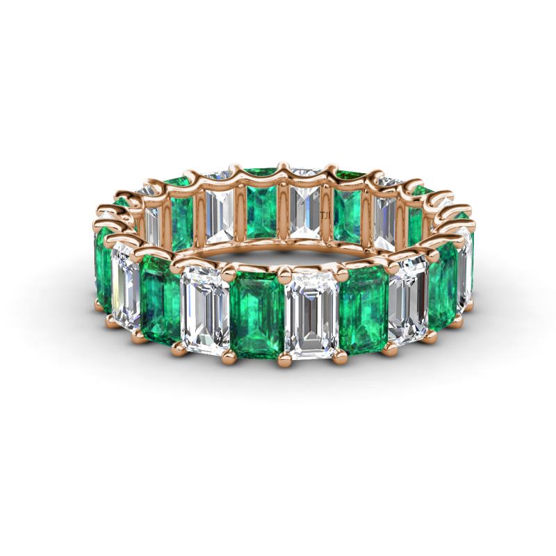 Victoria 5x3 mm Emerald Cut Emerald and Diamond Eternity Band 