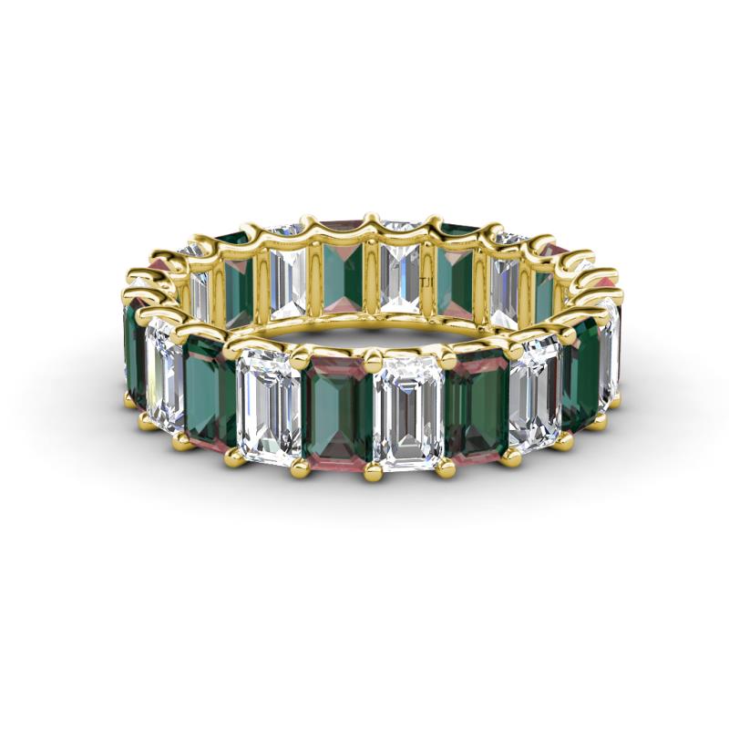 Victoria 5x3 mm Emerald Cut Lab Diamond and Lab Created Alexandrite Eternity Band 