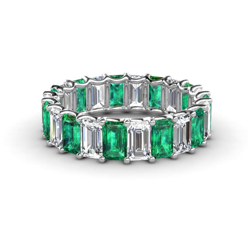 Victoria 5x3 mm Emerald Cut Emerald and Diamond Eternity Band 