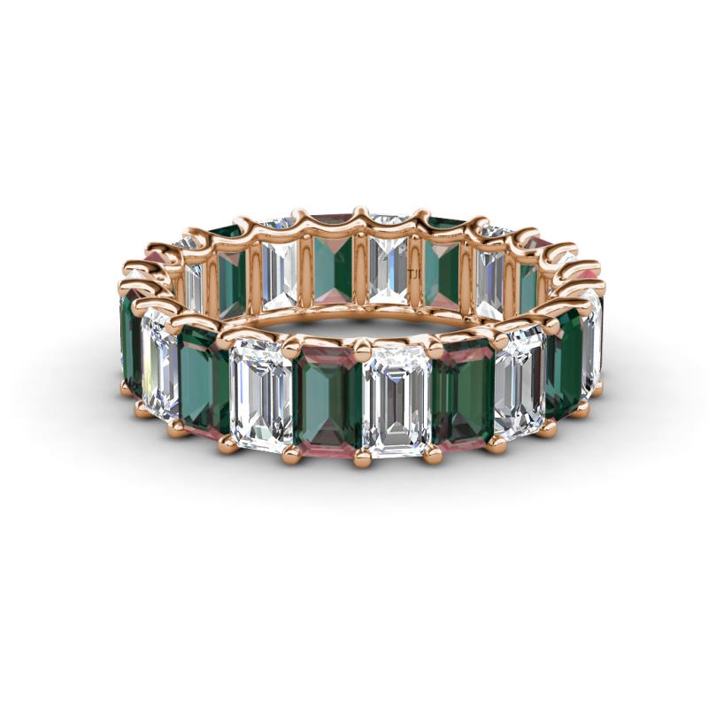 Victoria 5x3 mm Emerald Cut Lab Diamond and Lab Created Alexandrite Eternity Band 