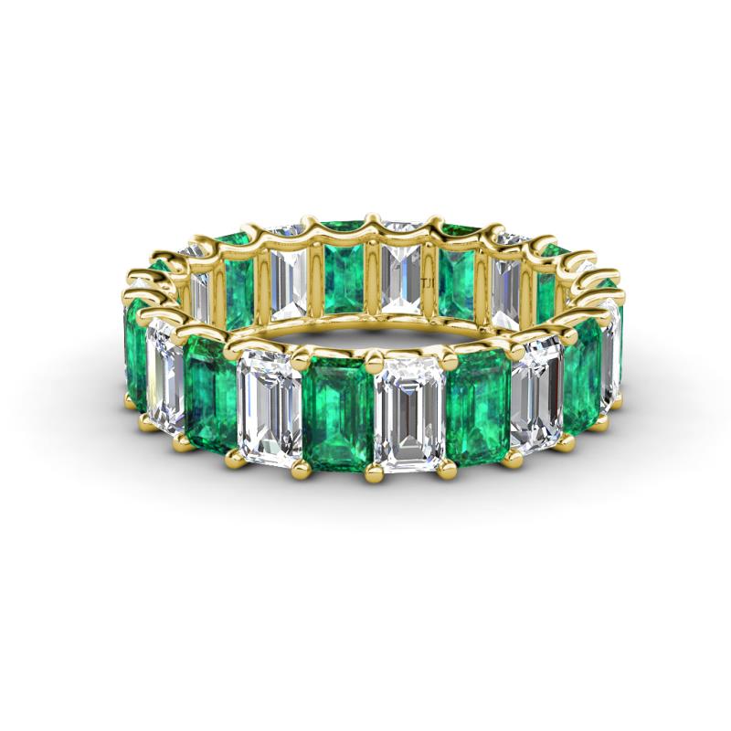 Victoria 5x3 mm Emerald Cut Emerald and Lab Grown Diamond Eternity Band 