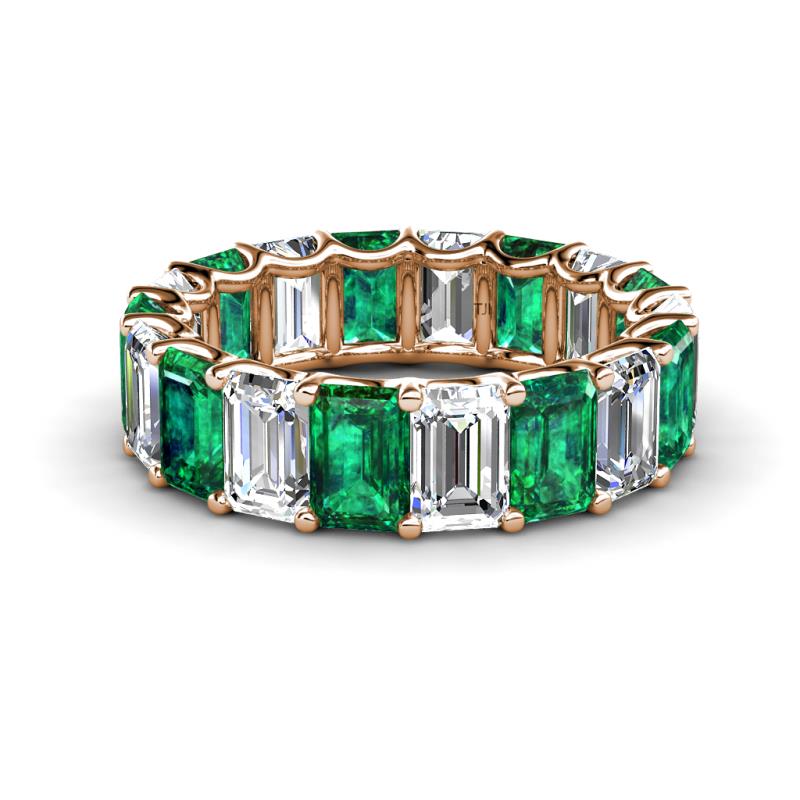 Victoria 6x4 mm Emerald Cut Emerald and Diamond Eternity Band 