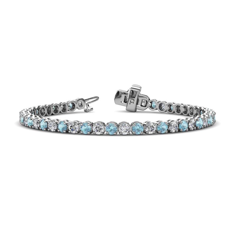 Izarra 3.90 mm Aquamarine and Diamond Eternity Tennis Bracelet 