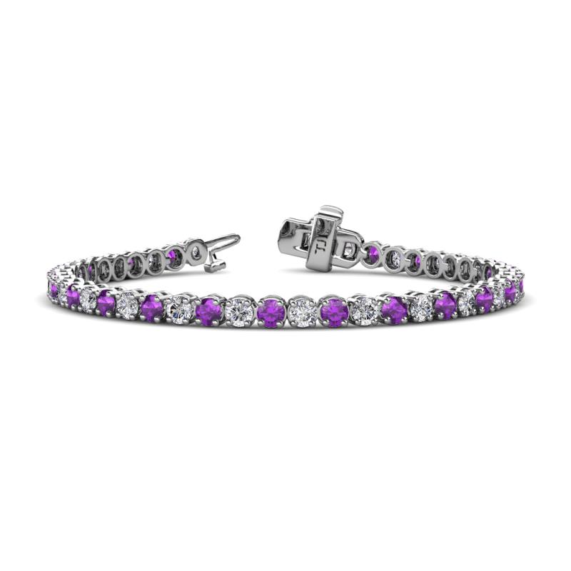 Izarra 3.90 mm Amethyst and Diamond Eternity Tennis Bracelet 