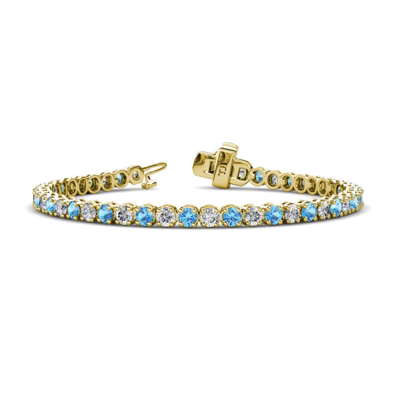 Izarra 3.90 mm Blue Topaz and Diamond Eternity Tennis Bracelet 