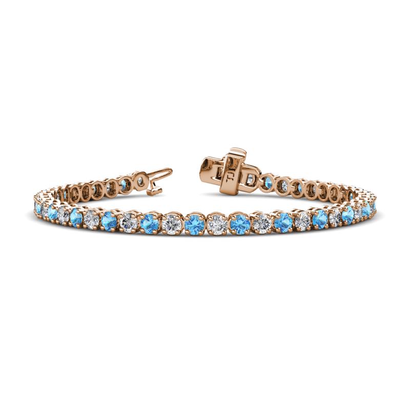 Izarra 3.90 mm Blue Topaz and Diamond Eternity Tennis Bracelet 