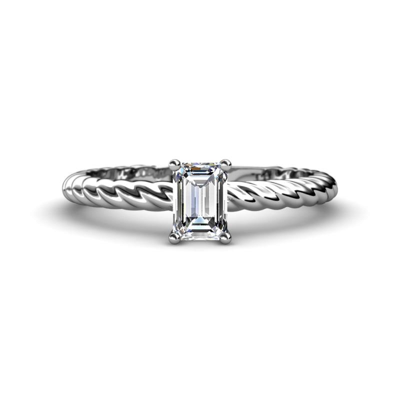 Leona Bold 1.00 ct GIA Certified Natural Diamond Emerald Cut (7x5 mm) Solitaire Rope Engagement Ring 