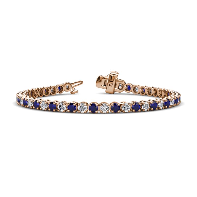 Izarra 3.90 mm Blue Sapphire and Lab Grown Diamond Eternity Tennis Bracelet 