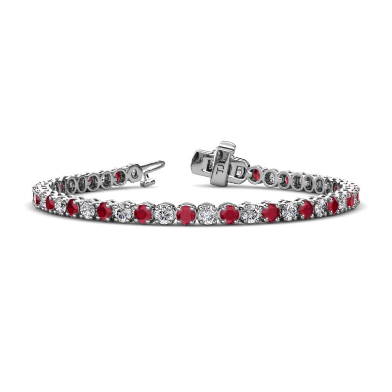 Izarra 3.90 mm Ruby and Lab Grown Diamond Eternity Tennis Bracelet 