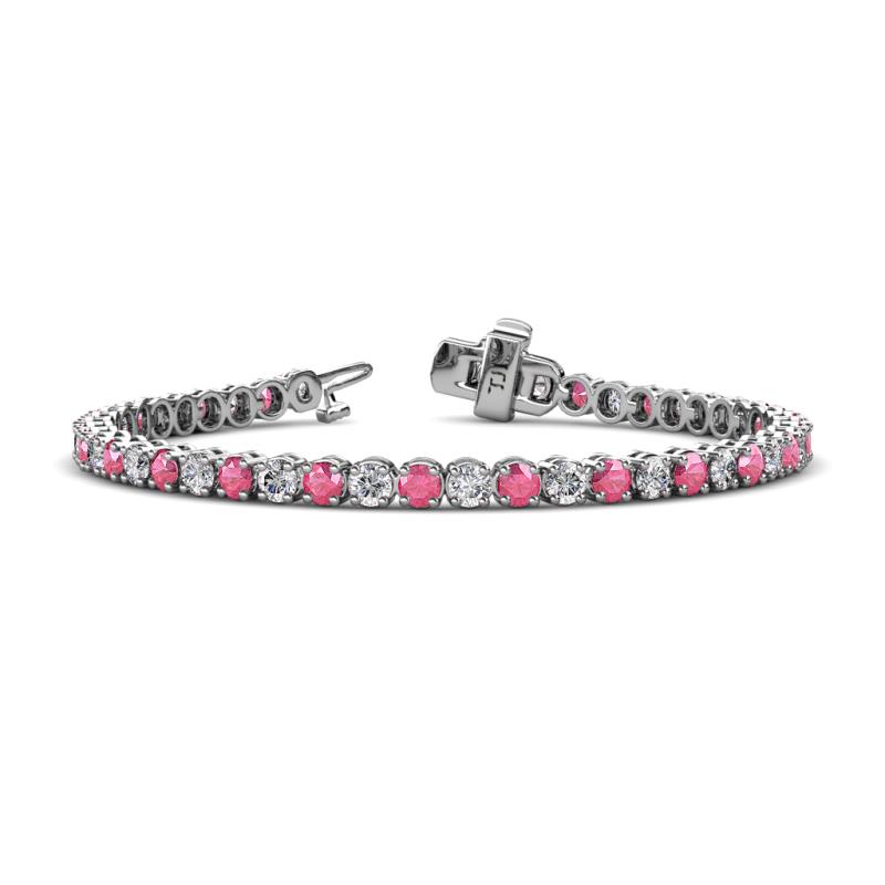 Izarra 3.90 mm Pink Tourmaline and Lab Grown Diamond Eternity Tennis Bracelet 