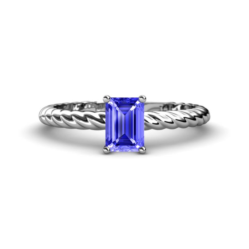 Leona Bold 8x6 mm Emerald Cut Tanzanite Solitaire Rope Engagement Ring 