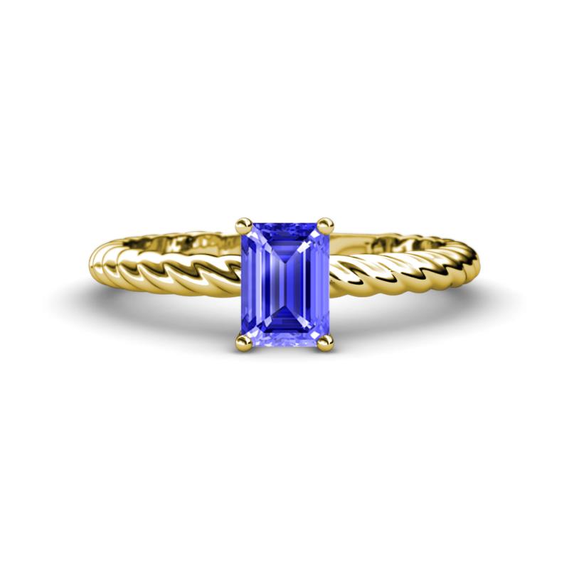 Leona Bold 8x6 mm Emerald Cut Tanzanite Solitaire Rope Engagement Ring 