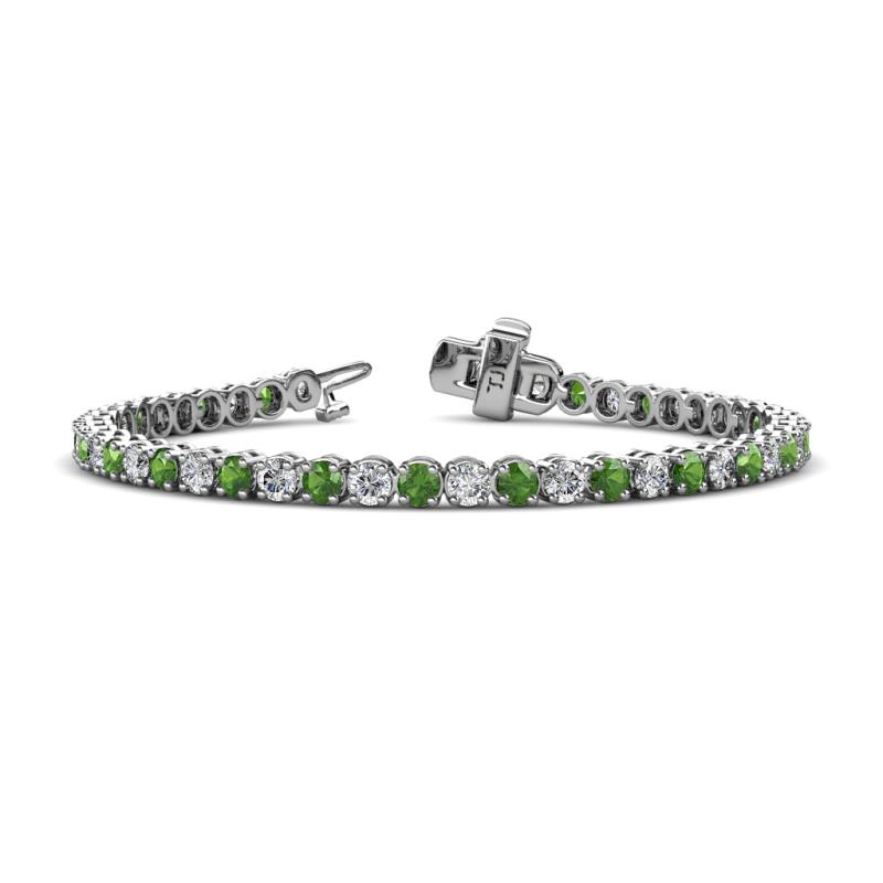 Izarra 3.70 mm Green Garnet and Diamond Eternity Tennis Bracelet 