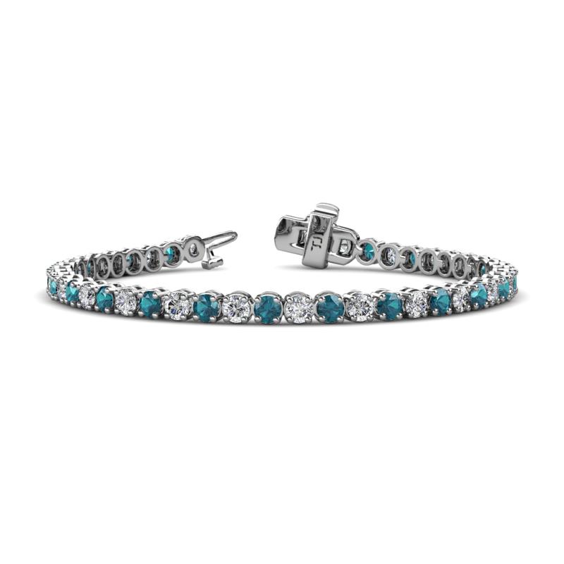 Izarra 3.70 mm London Blue Topaz and Diamond Eternity Tennis Bracelet 