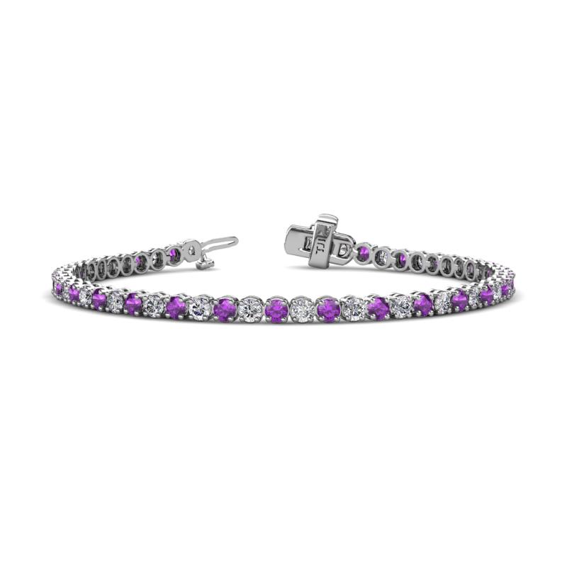 Izarra 3.10 mm Amethyst and Diamond Eternity Tennis Bracelet 