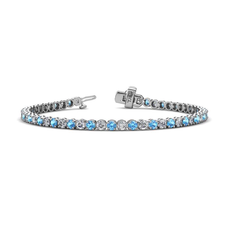 Izarra 3.10 mm Blue Topaz and Diamond Eternity Tennis Bracelet 