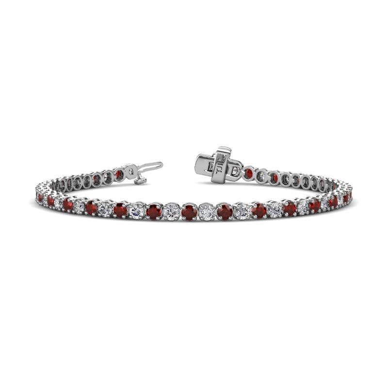 Izarra 3.10 mm Red Garnet and Diamond Eternity Tennis Bracelet 