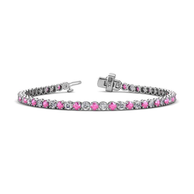 Izarra 3.10 mm Pink Sapphire and Lab Grown Diamond Eternity Tennis Bracelet 