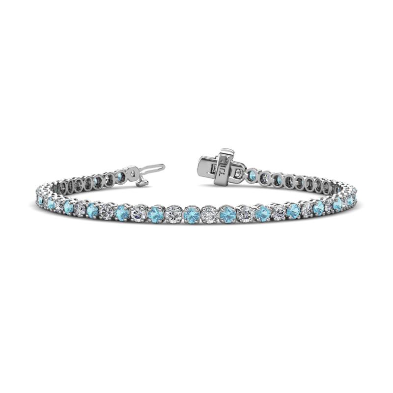 Izarra 3.10 mm Aquamarine and Lab Grown Diamond Eternity Tennis Bracelet 