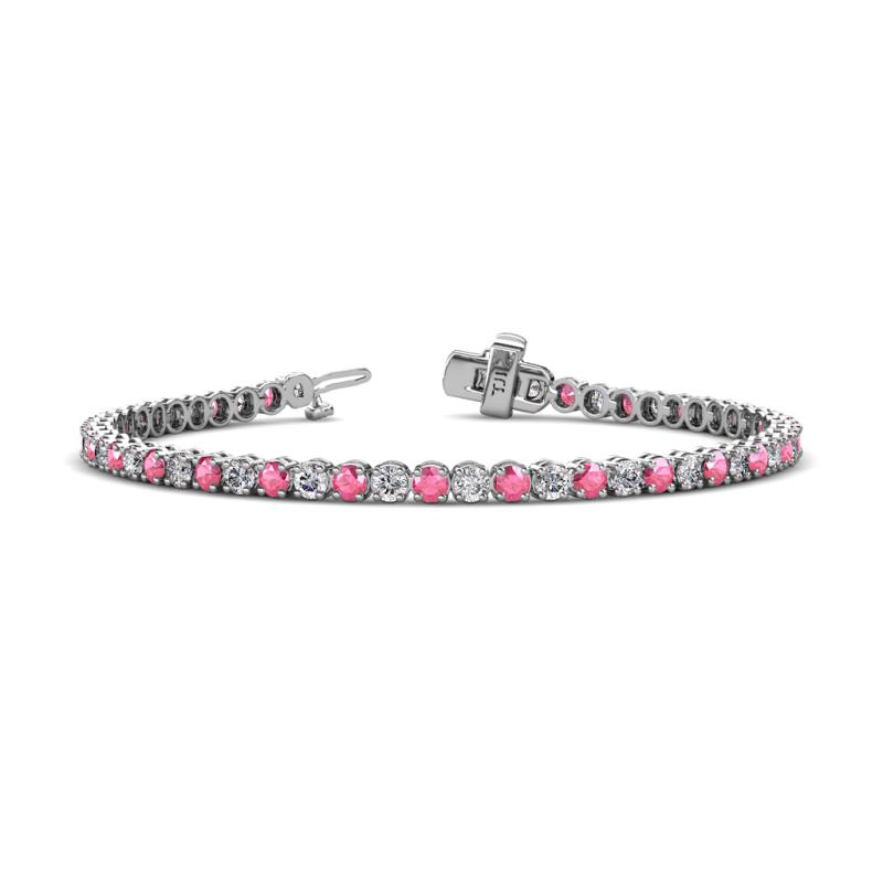 Izarra 3.10 mm Pink Tourmaline and Lab Grown Diamond Eternity Tennis Bracelet 