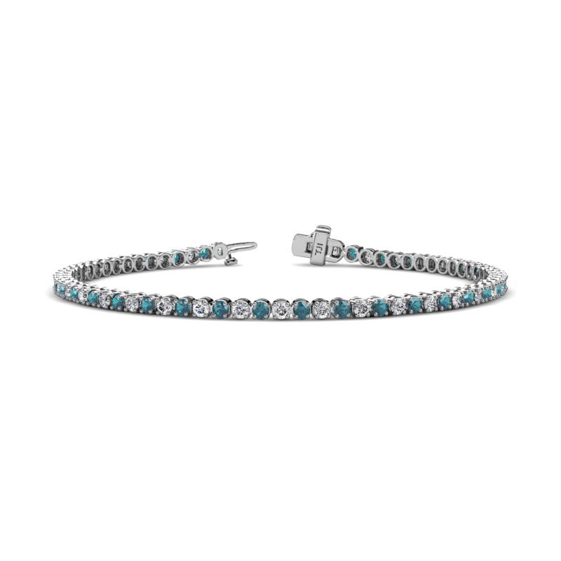 Izarra 2.30 mm London Blue Topaz and Diamond Eternity Tennis Bracelet 