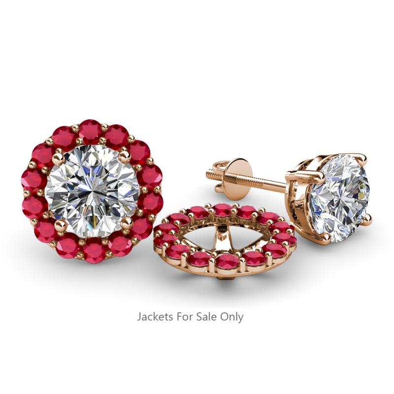 Serena 0.88 ctw (2.00 mm) Round Ruby Jackets Earrings 